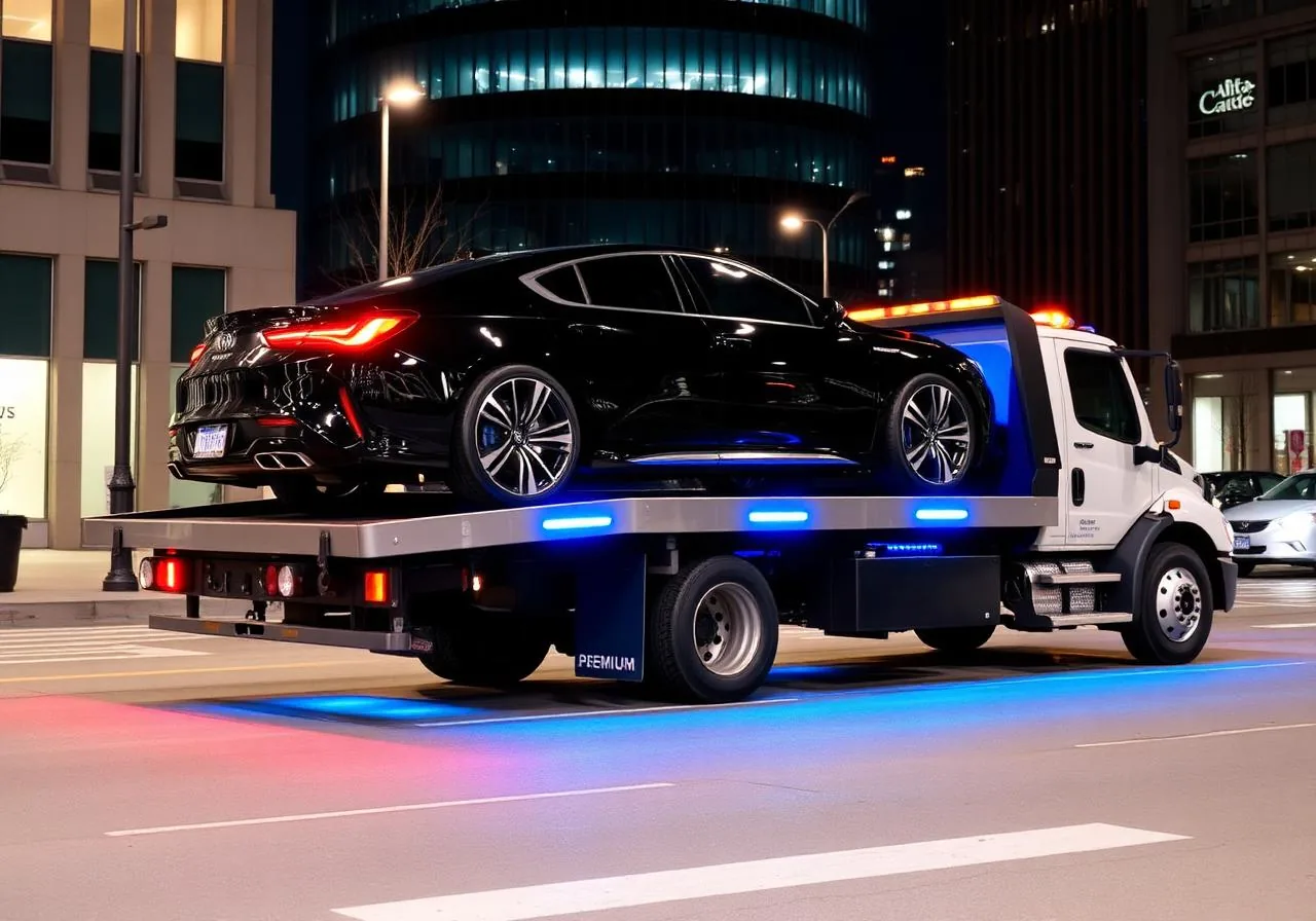 Auction vehicle being loaded for pickup and transport